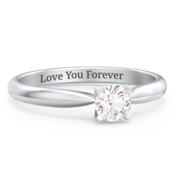 1/3 ct. Round Gemstone Engagement Ring with Tapered Band in 925 Sterling Silver with White Premium Zirconia