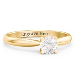 1/2 ct. Round Gemstone Engagement Ring with Tapered Band