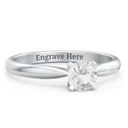1/2 ct. Round Gemstone Engagement Ring with Tapered Band