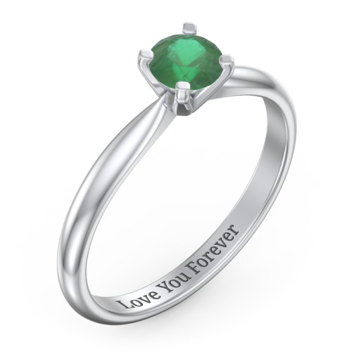 1/2 ct. Round Gemstone Engagement Ring with Tapered Band