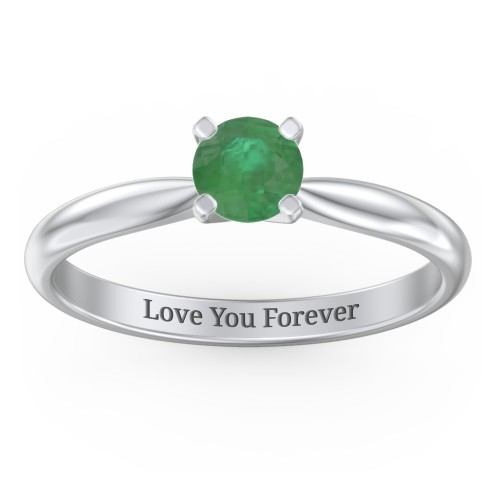 1/2 ct. Round Gemstone Engagement Ring with Tapered Band