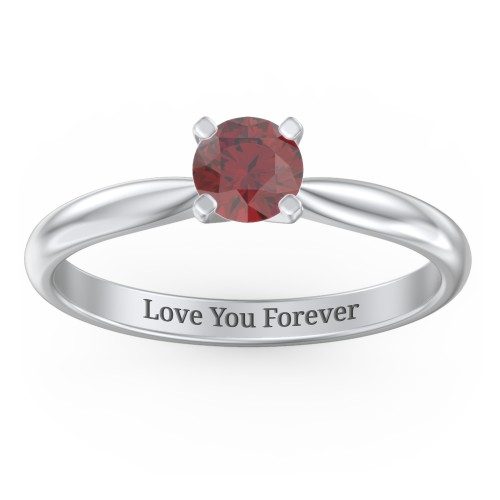 1/2 ct. Round Gemstone Engagement Ring with Tapered Band