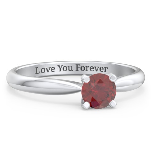1/2 ct. Round Gemstone Engagement Ring with Tapered Band