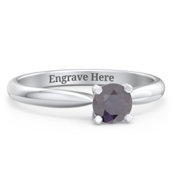 1/2 ct. Round Gemstone Engagement Ring with Tapered Band in 925 Sterling Silver with Alexandrite