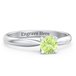 1/2 ct. Round Gemstone Engagement Ring with Tapered Band in 925 Sterling Silver with Peridot