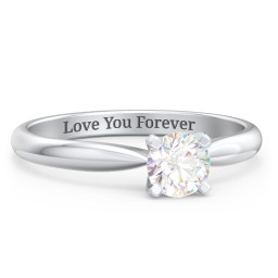 1/2 ct. Round Gemstone Engagement Ring with Tapered Band in 925 Sterling Silver with Lab Diamond
