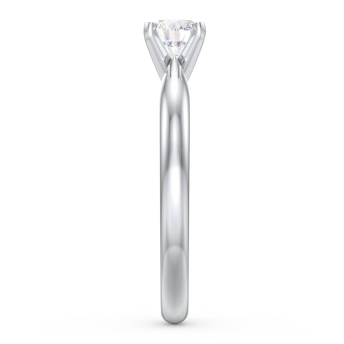 1/2 ct. Round Gemstone Engagement Ring with Tapered Band – Sterling Silver with Lab Diamond