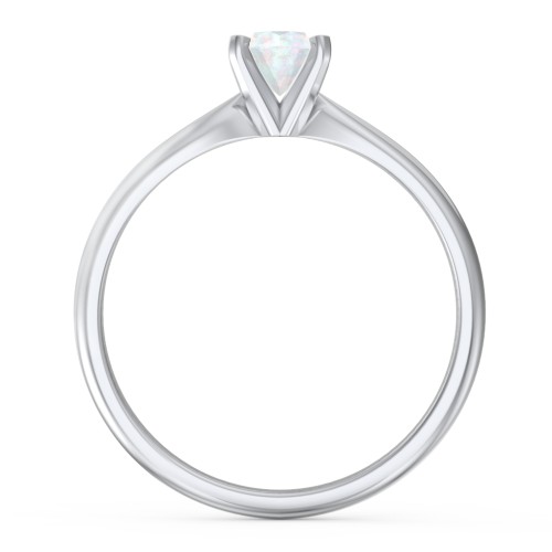 1/2 ct. Round Gemstone Engagement Ring with Tapered Band – Sterling Silver with Opal