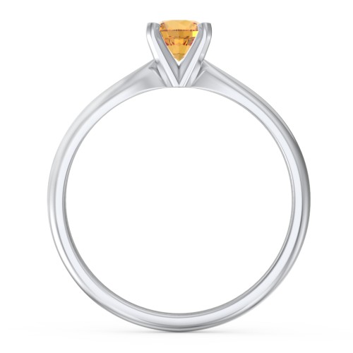 1/2 ct. Round Gemstone Engagement Ring with Tapered Band – Sterling Silver with Citrine
