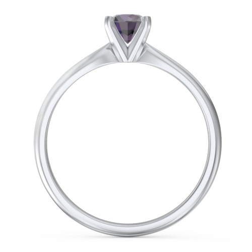 1/2 ct. Round Gemstone Engagement Ring with Tapered Band – Sterling Silver with Alexandrite