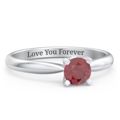 1/2 ct. Round Gemstone Peek-A-Boo Engagement Ring with Tapered Band