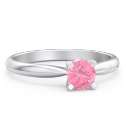 1/2 ct. Round Gemstone Peek-A-Boo Engagement Ring with Tapered Band