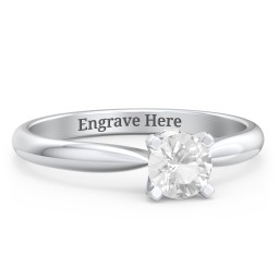 1/2 ct. Round Gemstone Peek-A-Boo Engagement Ring with Tapered Band