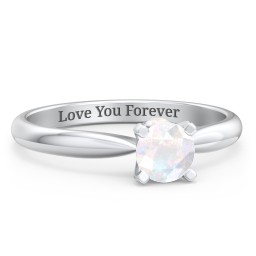 1/2 ct. Round Gemstone Peek-A-Boo Engagement Ring with Tapered Band
