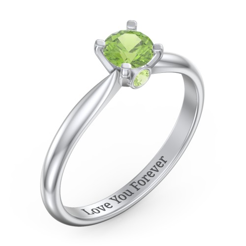 1/2 ct. Round Gemstone Peek-A-Boo Engagement Ring with Tapered Band