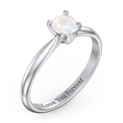 1/2 ct. Round Gemstone Peek-A-Boo Engagement Ring with Tapered Band