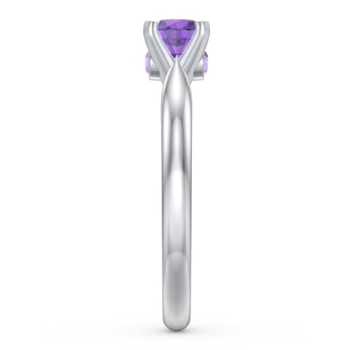1/2 ct. Round Gemstone Peek-A-Boo Engagement Ring with Tapered Band