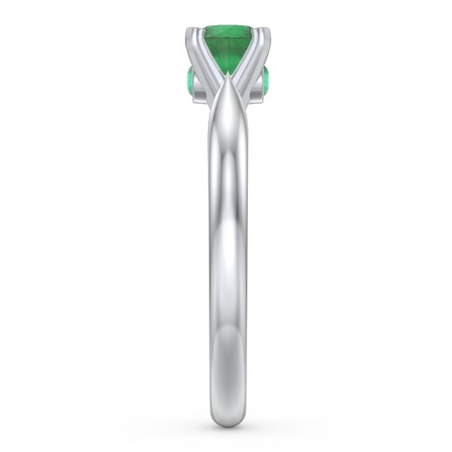 1/2 ct. Round Gemstone Peek-A-Boo Engagement Ring with Tapered Band – Sterling Silver with Emerald