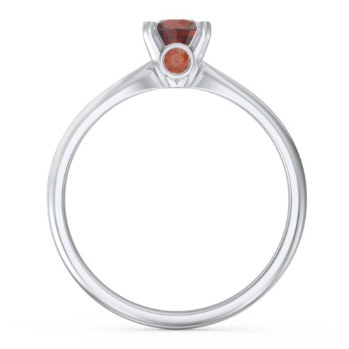 1/2 ct. Round Gemstone Peek-A-Boo Engagement Ring with Tapered Band – Sterling Silver with Garnet