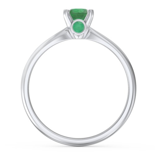 1/2 ct. Round Gemstone Peek-A-Boo Engagement Ring with Tapered Band – Sterling Silver with Emerald