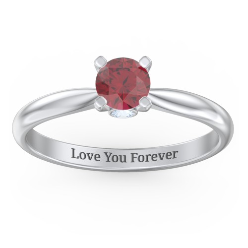 1/2 ct. Round Gemstone Peek-A-Boo Engagement Ring with Tapered Band