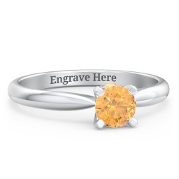 1/2 ct. Round Gemstone Peek-A-Boo Engagement Ring with Tapered Band in 925 Sterling Silver with Citrine