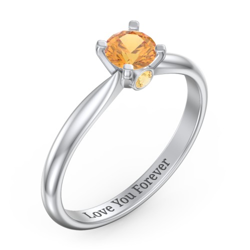 1/2 ct. Round Gemstone Peek-A-Boo Engagement Ring with Tapered Band – Sterling Silver with Citrine