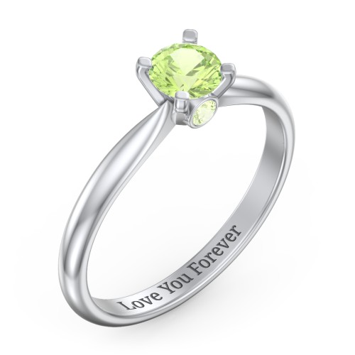 1/2 ct. Round Gemstone Peek-A-Boo Engagement Ring with Tapered Band – Sterling Silver with Peridot
