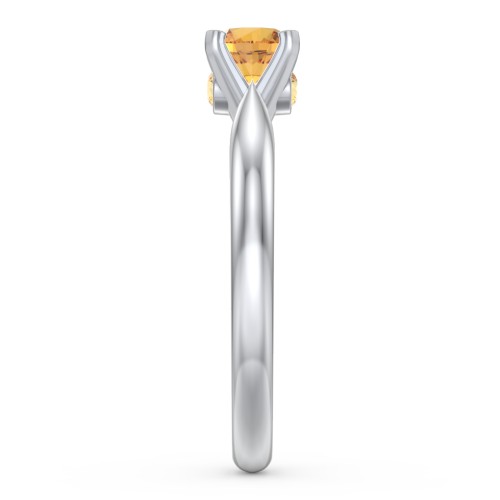 1/2 ct. Round Gemstone Peek-A-Boo Engagement Ring with Tapered Band – Sterling Silver with Citrine