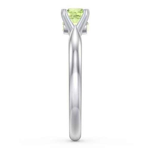 1/2 ct. Round Gemstone Peek-A-Boo Engagement Ring with Tapered Band – Sterling Silver with Peridot