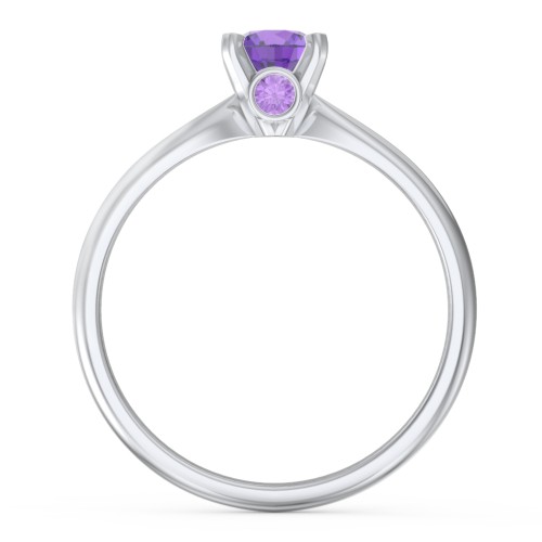1/2 ct. Round Gemstone Peek-A-Boo Engagement Ring with Tapered Band – Sterling Silver with Amethyst