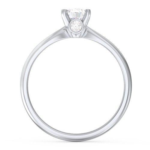 1/2 ct. Round Gemstone Peek-A-Boo Engagement Ring with Tapered Band – Sterling Silver with Diamond