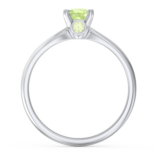 1/2 ct. Round Gemstone Peek-A-Boo Engagement Ring with Tapered Band – Sterling Silver with Peridot