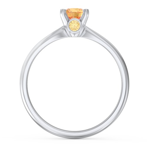 1/2 ct. Round Gemstone Peek-A-Boo Engagement Ring with Tapered Band – Sterling Silver with Citrine