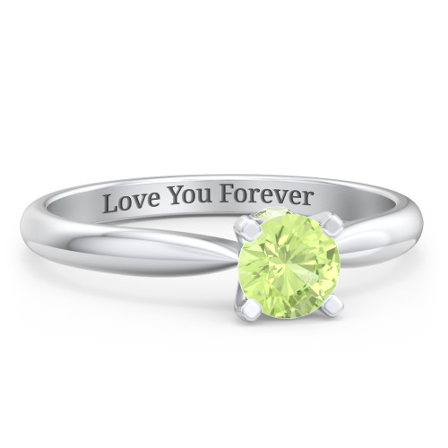 1/2 ct. Round Gemstone Peek-A-Boo Engagement Ring with Tapered Band – Sterling Silver with Peridot