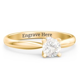 1/2 ct. Round Gemstone Peek-A-Boo Engagement Ring with Tapered Band in 10K Solid Yellow Gold with Cubic Zirconia