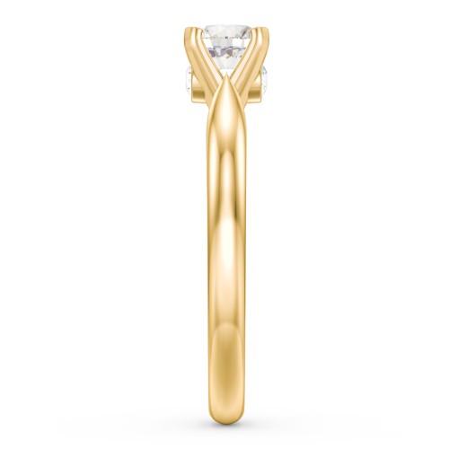 1/2 ct. Round Gemstone Peek-A-Boo Engagement Ring with Tapered Band – 10K Yellow Gold with Cubic Zirconia