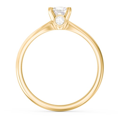 1/2 ct. Round Gemstone Peek-A-Boo Engagement Ring with Tapered Band – 10K Yellow Gold with Cubic Zirconia