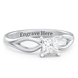 1/2 ct. Princess Gemstone Split Engagement Ring in 925 Sterling Silver with White Premium Zirconia