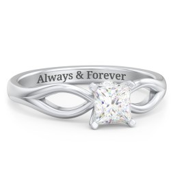 1/2 ct. Princess Gemstone Split Peek-A-Boo Engagement Ring