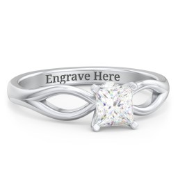 1/2 ct. Princess Gemstone Split Peek-A-Boo Engagement Ring in 925 Sterling Silver with White Premium Zirconia and Cubic Zirconia