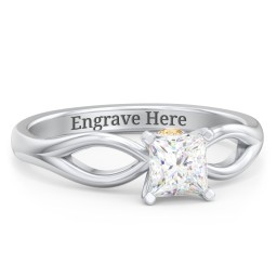 1/2 ct. Princess Gemstone Split Peek-A-Boo Engagement Ring in 925 Sterling Silver with White Premium Zirconia and Citrine