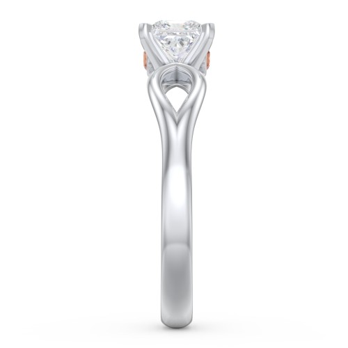 1/2 ct. Princess Gemstone Split Peek-A-Boo Engagement Ring – Sterling Silver with White Premium Zirconia and Garnet