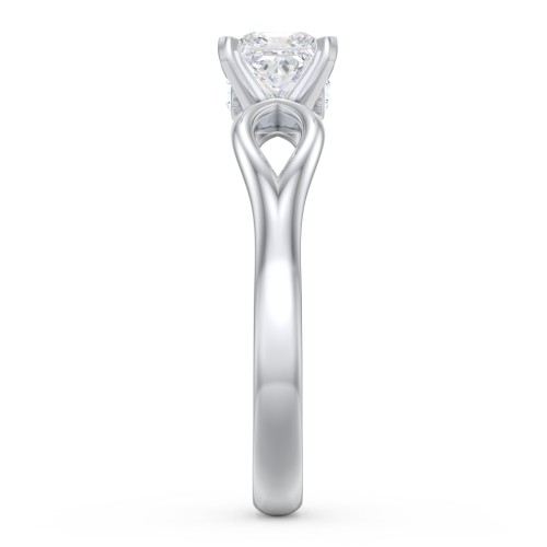 1/2 ct. Princess Gemstone Split Peek-A-Boo Engagement Ring – Sterling Silver with White Premium Zirconia and Aquamarine
