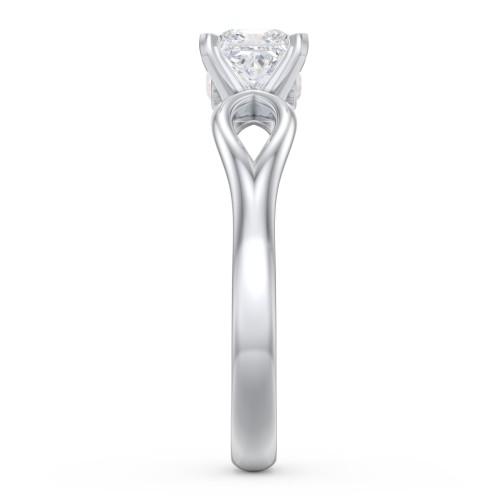 1/2 ct. Princess Gemstone Split Peek-A-Boo Engagement Ring – Sterling Silver with White Premium Zirconia and Opal