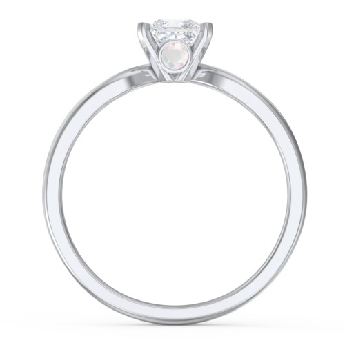 1/2 ct. Princess Gemstone Split Peek-A-Boo Engagement Ring – Sterling Silver with White Premium Zirconia and Opal