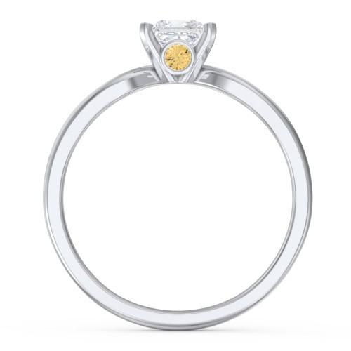 1/2 ct. Princess Gemstone Split Peek-A-Boo Engagement Ring – Sterling Silver with White Premium Zirconia and Citrine