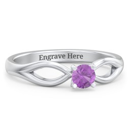 1/4 ct. Round Gemstone Split Engagement Ring in 925 Sterling Silver