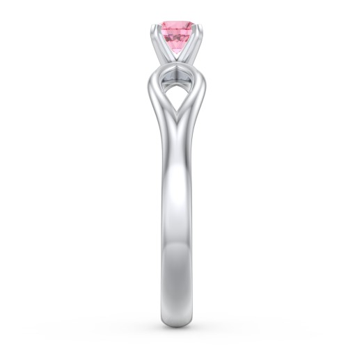 1/4 ct. Round Gemstone Split Engagement Ring – Sterling Silver with Pink Tourmaline