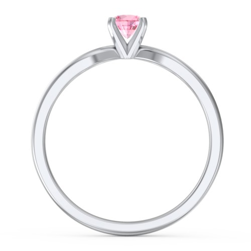 1/4 ct. Round Gemstone Split Engagement Ring – Sterling Silver with Pink Tourmaline